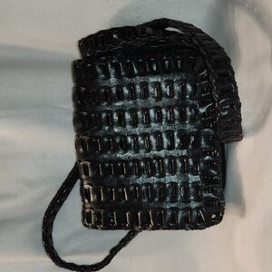 Black Woven Crossbody Bag - Unbranded
